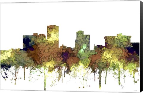 Framed Little Rock Arkansas Skyline - Safari Buff Print