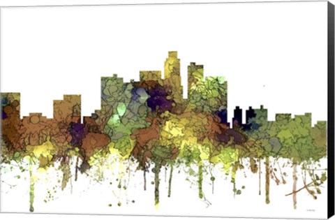 Framed Los Angeles California Skyline - Safari Buff Print