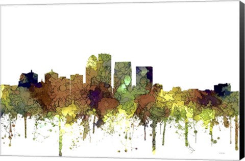 Framed Louisville Kentucky Skyline - Safari Buff Print