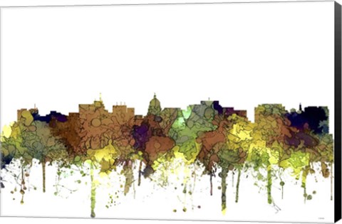 Framed Madison Wisconsin Skyline - Safari Buff Print