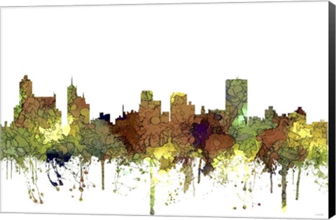 Framed Memphis Tennessee Skyline  Safari Buff Print