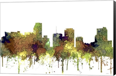 Framed Miami Florida Skylinesafari Buff Print