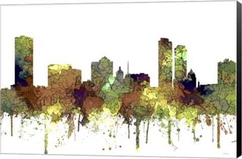 Framed Milwaukee Wisconsin Skyline - Safari Buff Print