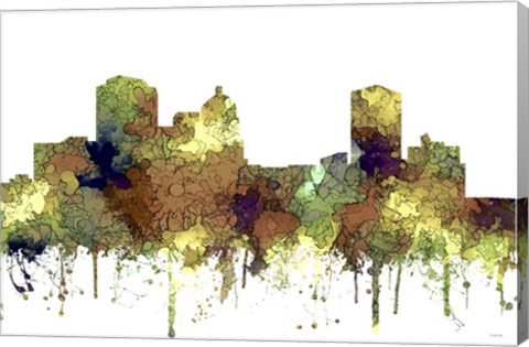 Framed Montgomery Alabama Skyline - Safari Buff Print