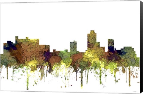 Framed New Brunswick New Jersey Skyline - Safari Buff Print