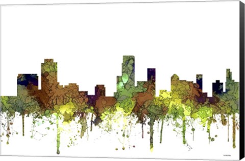 Framed Newark New Jersey Skyline - Safari Buff Print