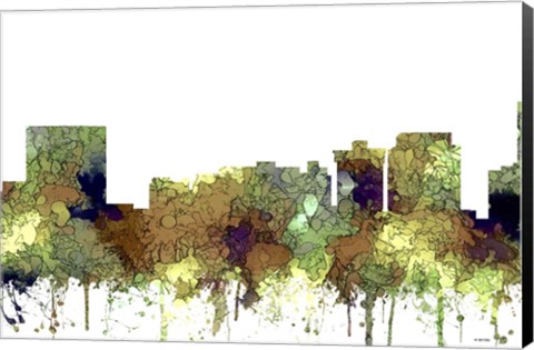 Framed Newport News Virginia Skyline - Safari Buff Print