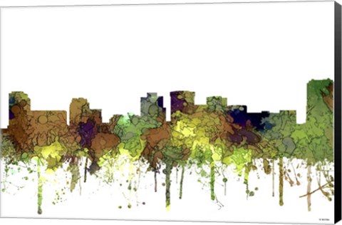 Framed Norfolk Virginia Skyline - Safari Buff Print