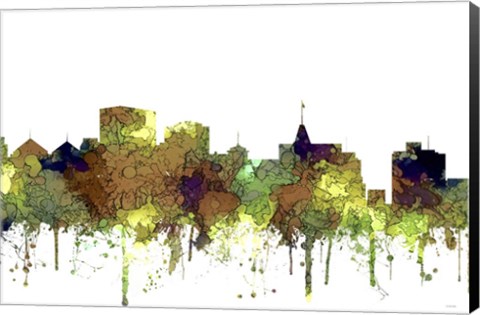 Framed Oakland California Skyline  Safari Buff Print