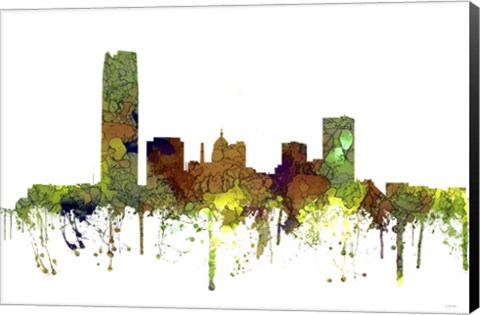 Framed Oklahoma City Oklahoma Skyline - Safari Buff Print