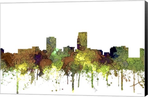 Framed Omaha Nebraska Skyline - Safari Buff Print