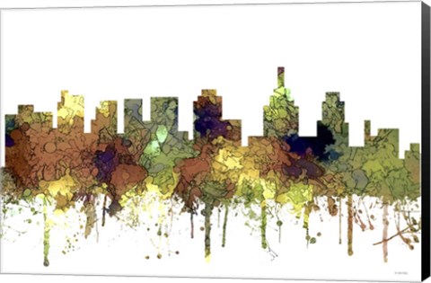 Framed Philadelphia Skyline-Sg-Safari Buff Print