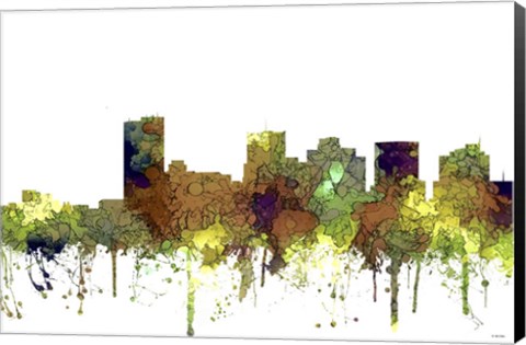 Framed Phoenix Arizona Skyline - Safari Buff Print