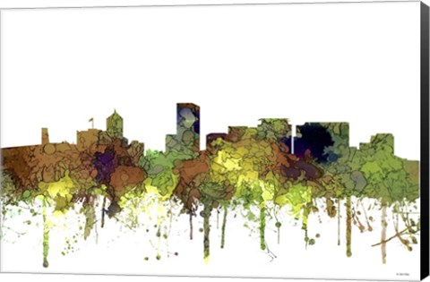 Framed Portland Oregon Skyline - Safari Buff Print