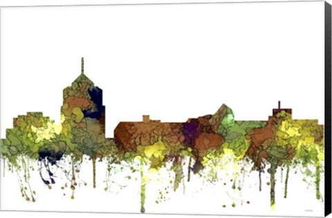 Framed Roanoke Virginia Skyline - Safari Buff Print