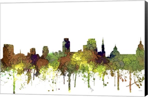 Framed Sacramento California Skyline - Safari Buff Print