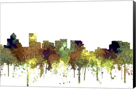 Framed Salem Oregon Skyline - Safari Buff Print