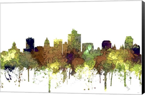 Framed Saltlake City Utah Skyline - Safari Buff Print