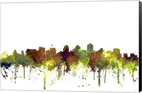 Framed San Diego California Skyline - Safari Buff Print