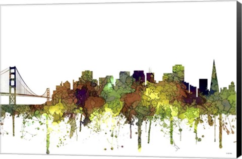 Framed San Francisco California Skyline - Safari Buff Print