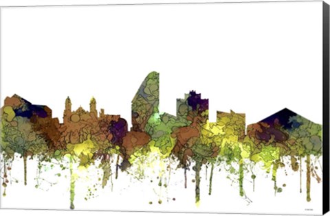 Framed San Jose California Skyline - Safari Buff Print