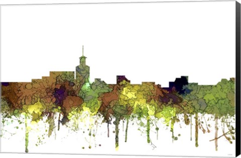 Framed Santa Fe New Mexico Skyline - Safari Buff Print