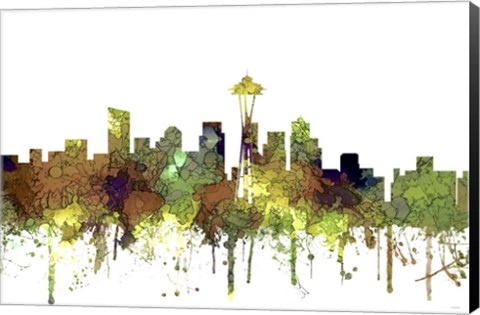 Framed Seattle Washington Skyline - Safari Buff Print