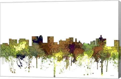 Framed Topeka Kansas Skyline - Safari Buff Print