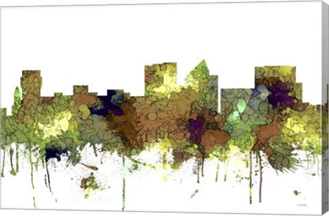 Framed Wichita Kansas Skyline - Safari Buff Print