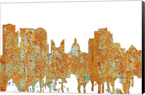 Framed Edmonton Alta Skyline - Rust Print