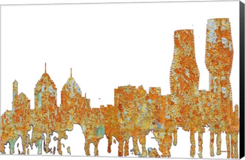 Framed Mississauga Ont Skyline - Rust Print