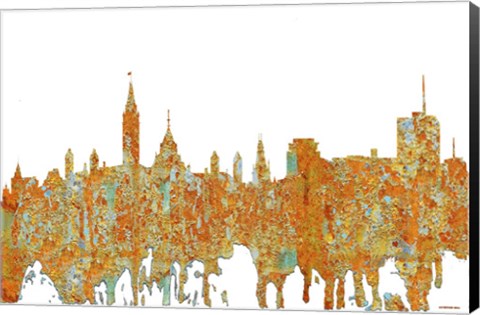 Framed Ottawa Ont Skyline Rust Print