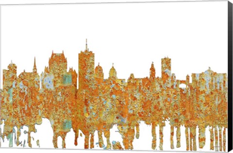 Framed Quebec City QueSkyline - Rust Print