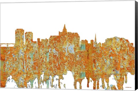 Framed Saskatoon Sask Skyline - Rust Print