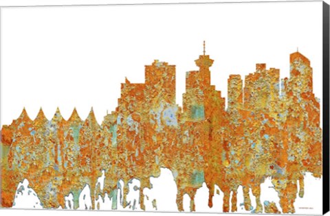 Framed Vancouver BCSkyline - Rust Print