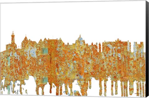 Framed Victoria BC Skyline - Rust Print