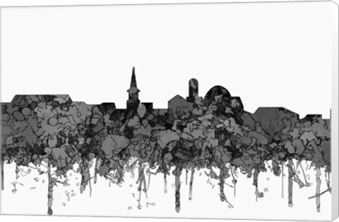 Framed Alexandria Virginia Skyline - Cartoon Print