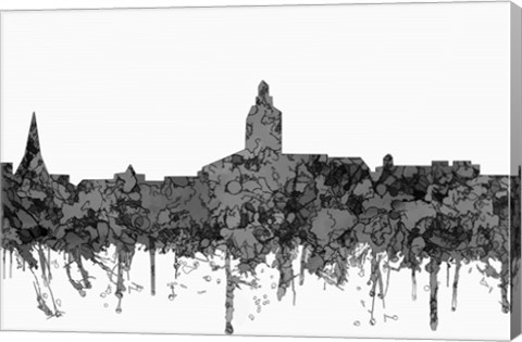 Framed Annapolis Maryland Skyline - Cartoon B&amp;W Print