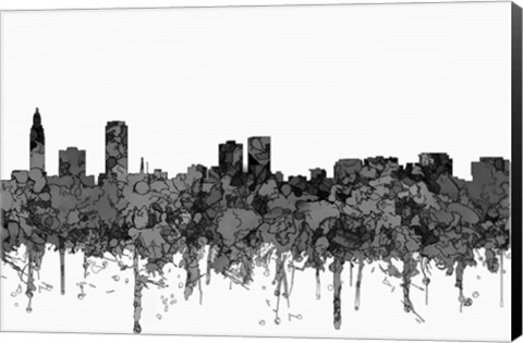 Framed Baton Rouge Louisiana Skyline - Cartoon B&amp;W Print