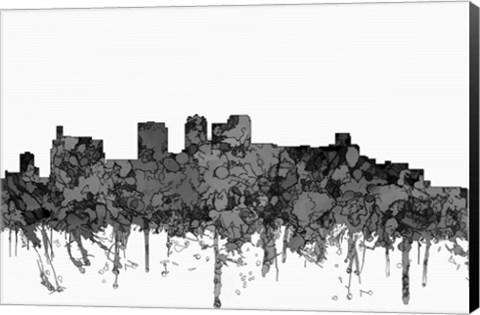 Framed Birmingham Alabama Skyline - Cartoon B&amp;W Print