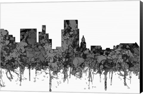 Framed Boise Idaho Skyline - Cartoon B&amp;W Print