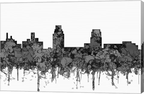 Framed Camden New Jersey Skyline - Cartoon B&amp;W Print