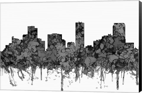 Framed Denver Colorado Skyline - Cartoon B&amp;W Print