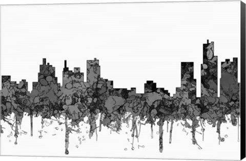 Framed Detroit Michigan Skyline - Cartoon B&amp;W Print