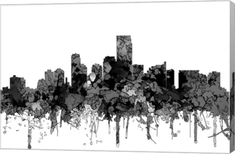 Framed Jersey City New Jersey Skyline-  Cartoon B&amp;W Print