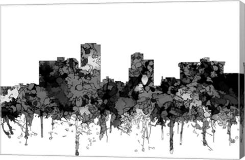 Framed Little Rock Arkansas Skyline - Cartoon B&amp;W Print