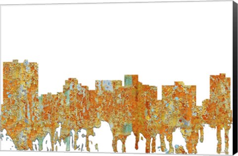 Framed Arlington Texas Skyline - Rust Print