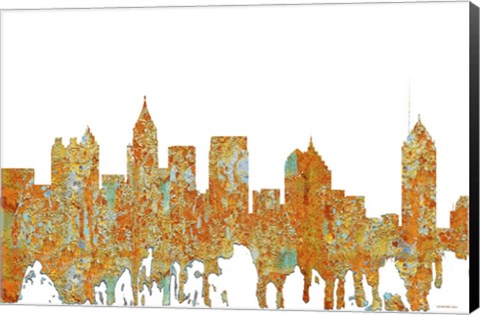 Framed Atlanta Georgia Skyline - Rust Print