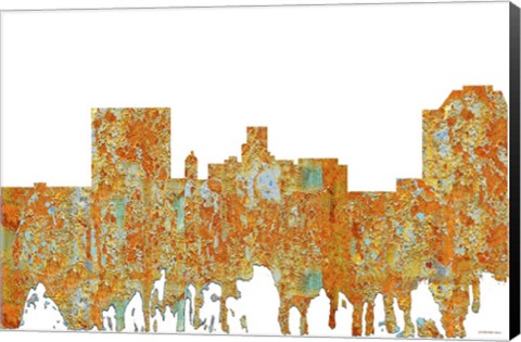 Framed Augusta Georgia Skyline - Rust Print