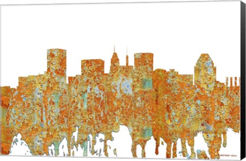 Framed Baltimore Maryland Skyline - Rust Print
